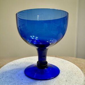 Set of 3 Vintage Crystal Cobalt Blue Stemmed Round Fruits Dessert Bowl